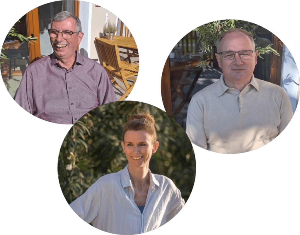 Fotos vom Team von "Die Bildungsstättenberater": Norber Krause, Michael Helmann und Janne Krause